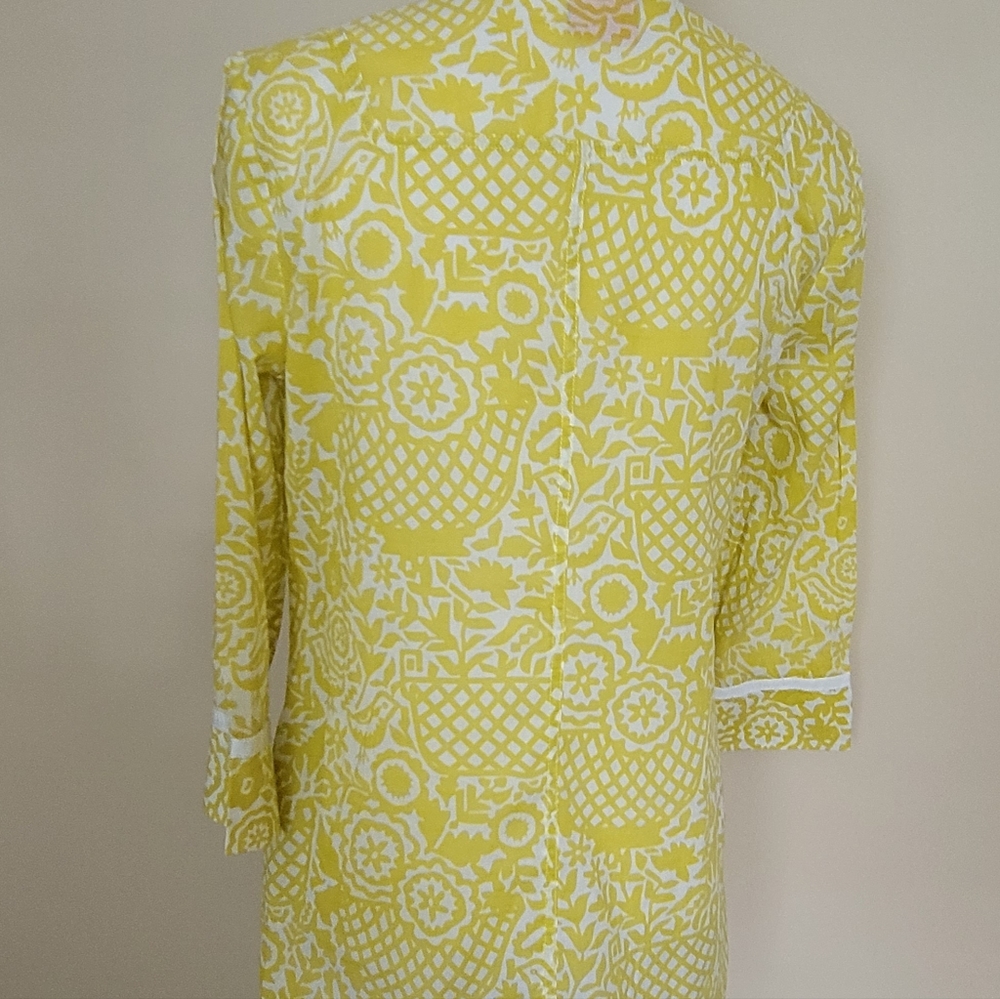 Tory Burch Yellow and White Print Tunic - Picture 6 of 9